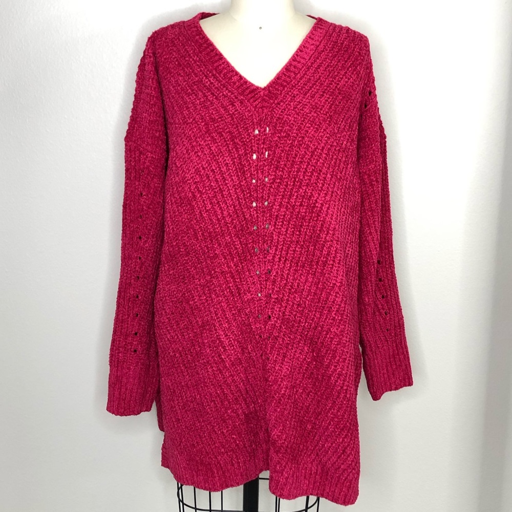 Lane Bryant Dark Pink Chenille Knit Sweater, 18